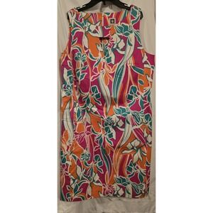 Anne Klein Sleeveless Dress Tropical Flowers With Pockets!! Size 10